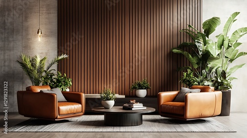 Beautiful Modern Living room Interior with furniture's ,mockup frame , posters, wall -3d Rendering