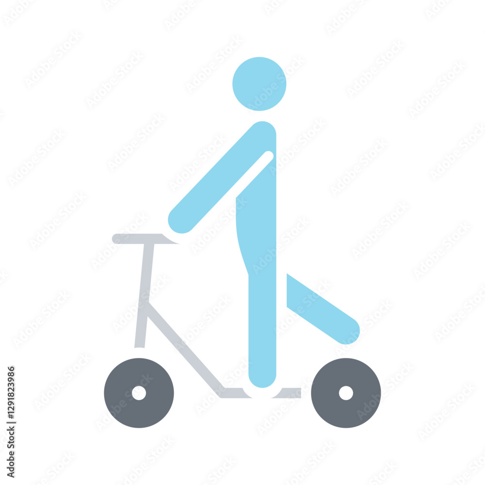 E-scooter icon in flat color style E-scooter icon in flat color style