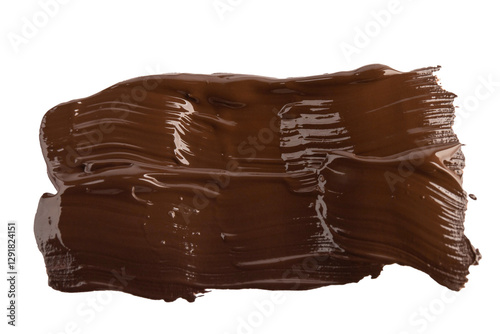 Acrylic brown paint brush track blank art isolated on the white background