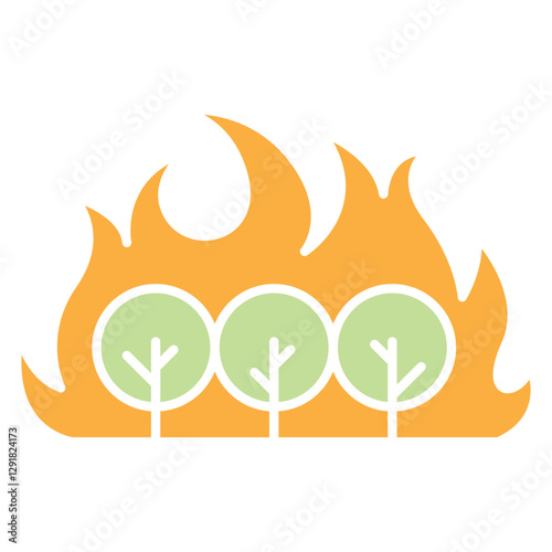 Wildfire, forest fire icon in flat color style