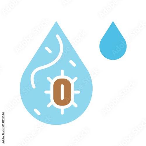 Water pollution icon in flat color style