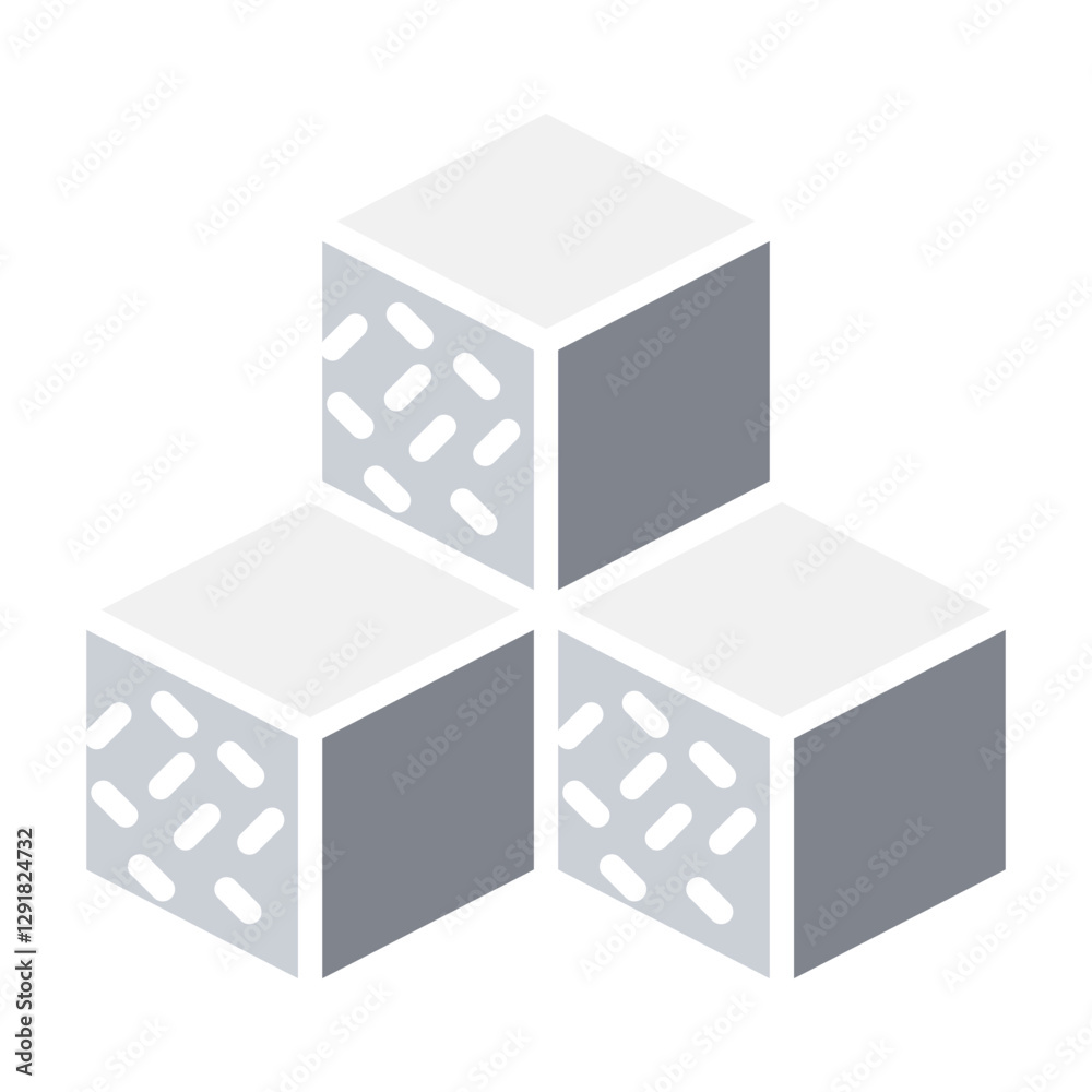 Sugar cube icon in flat color style Sugar cube icon in flat color style