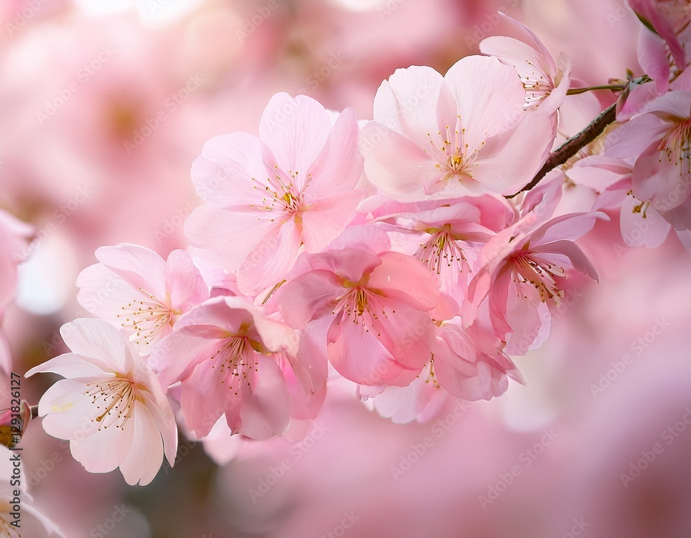 A close-up of delicate cherry blossom petals, showcasing their soft pink color and intricate textures. The gentle blur in the background creates a dreamy atmosphere, capturing the essence of spring A close-up of delicate cherry blossom petals, showcasing their soft pink color and intricate textures. The gentle blur in the background creates a dreamy atmosphere, capturing the essence of spring