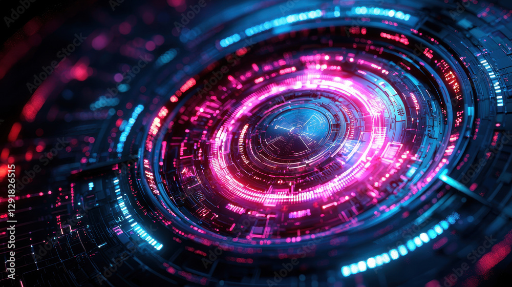 Obraz premium Futuristic AI governance certification displayed in a glowing holographic format with digital trust verification and blockchain security
