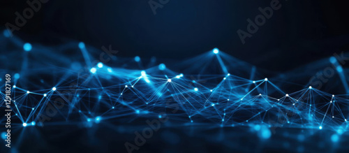 Abstract futuristic - technology with polygonal shapes on dark blue background. Design digital technology concept. 3d illustration.
