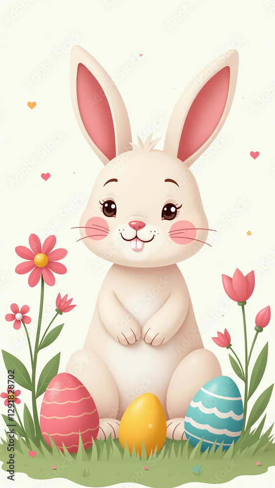 whimsical spring garden features bunny surrounded blooming flowers colorful easter