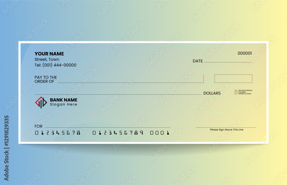 Gradient blank check template vector design for bank cheque use Gradient blank check template vector design for bank cheque use