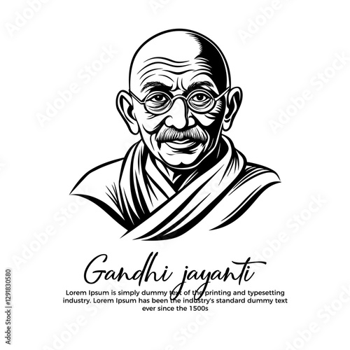 Mahatma gandhi jayanti, gandhi watercolor portrait illustration, abstract vector illustration design