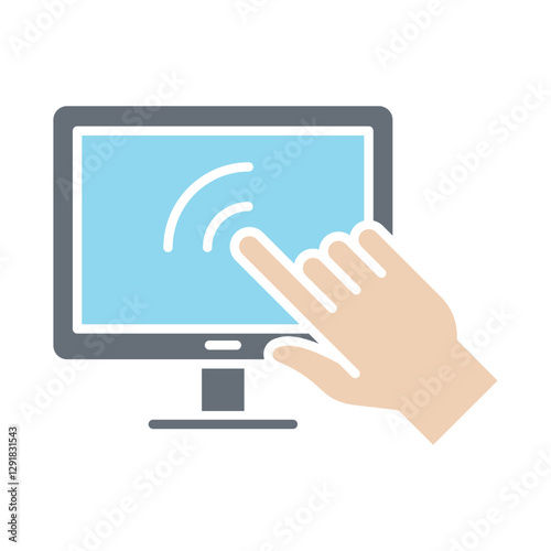 Computer touch screen icon in flat color style
