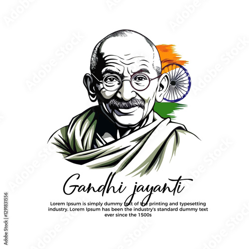 2nd October Happy Mahatma Gandhi Jayanti, 2nd October Isolated vector illustration