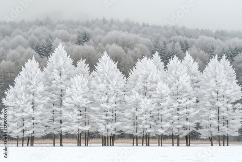 Winter Landscape With Frosted Trees in a Tranquil Snowy Setting