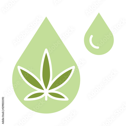 CBD oil icon in flat color style