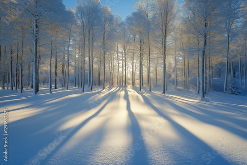 Winter Wonderland With Snow-Covered Trees in a Serene Landscape Under a Clear...