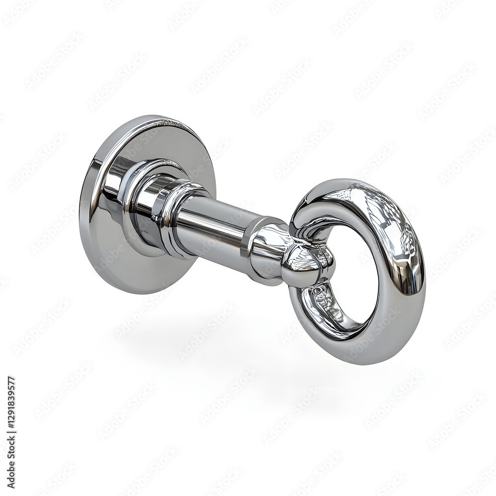 Chrome Metal Ring and Cylindrical Base on White Background Chrome Metal Ring and Cylindrical Base on White Background