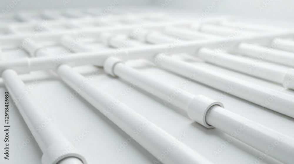 Abstract Composition of Interconnected White Tubes A Study in Clean Lines and Geometric Precision Abstract Composition of Interconnected White Tubes A Study in Clean Lines and Geometric Precision
