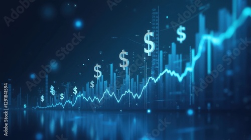 Futuristic Financial Growth Concept with Floating Dollar Signs