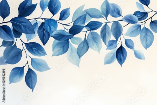 Blue Translucent Leaves With Delicate Patterns Against a Light Background in ...