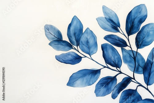 Blue Translucent Leaves With Delicate Patterns Against a Light Background in ...