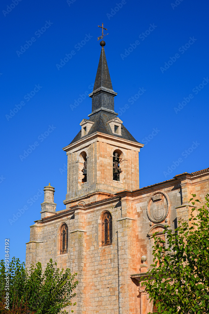 Fototapeta premium Bell tower of the collegiate church of Saint Peter the Apostle in Lerma, a village in the province of Burgos in Castile and León, Spain