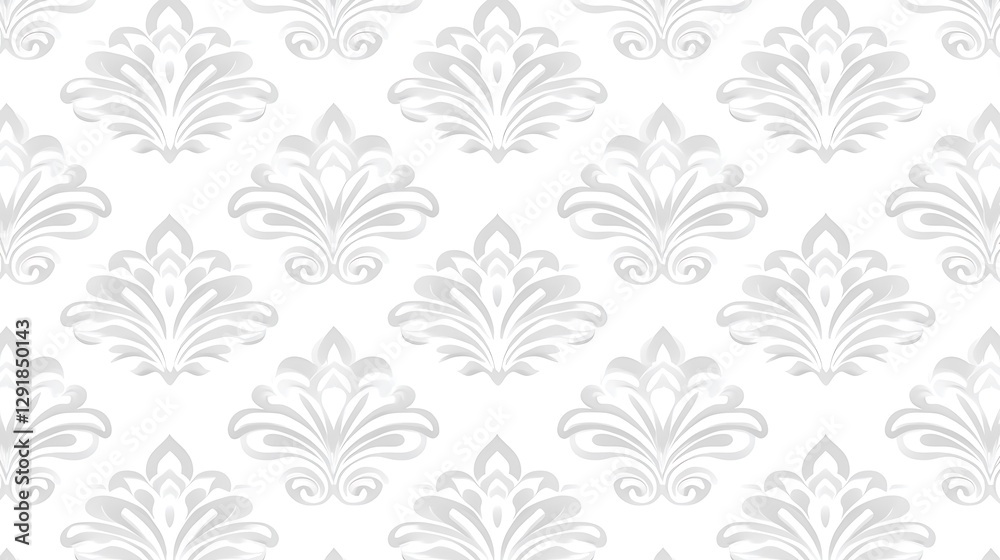 Damask floral pattern design for wallpaper with repeating element, clean background Damask floral pattern design for wallpaper with repeating element, clean background