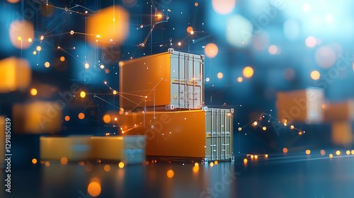 Dynamic action of shipping containers in a modern warehouse urban environment digital art futuristic viewpoint supply chain concept for enhanced seo presence