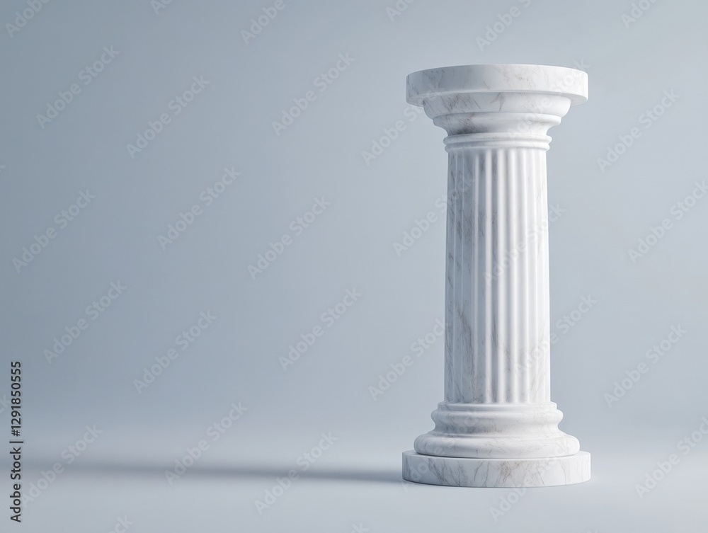 white marble column against light gray background white marble column against light gray background