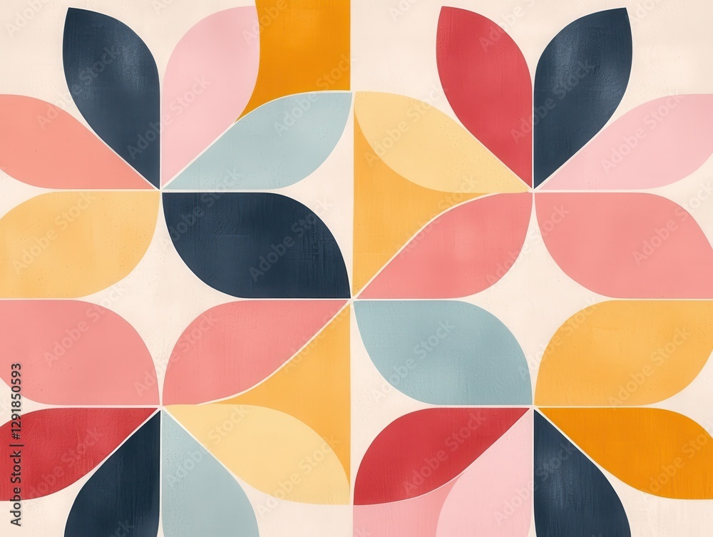 A vibrant abstract pattern featuring colorful petals arranged in a geometric layout, blending soft pastels and bold hues for a modern aesthetic. A vibrant abstract pattern featuring colorful petals arranged in a geometric layout, blending soft pastels and bold hues for a modern aesthetic.