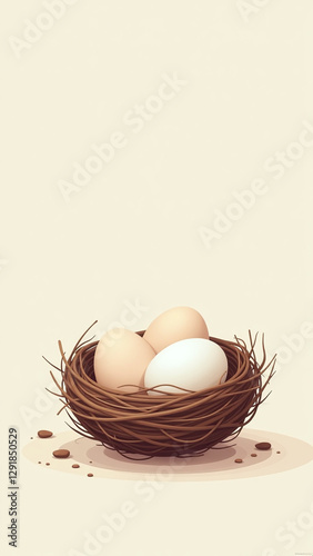 small eggs safely placed inside tiny nests hatching