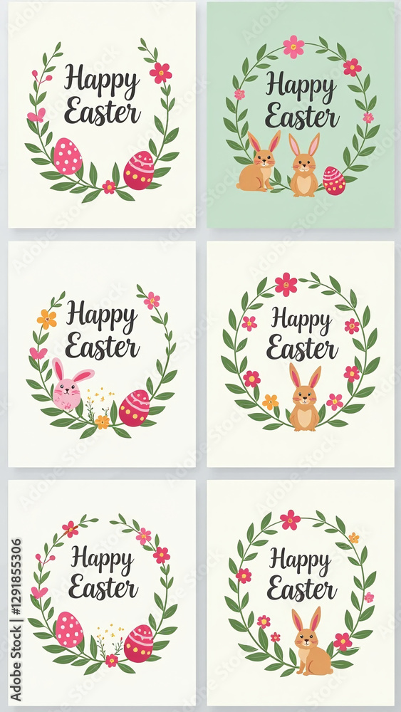easter templates feature spring designs including eggs flowers rabbits typographic styles suitable greeting cards easter templates feature spring designs including eggs flowers rabbits typographic styles suitable greeting cards
