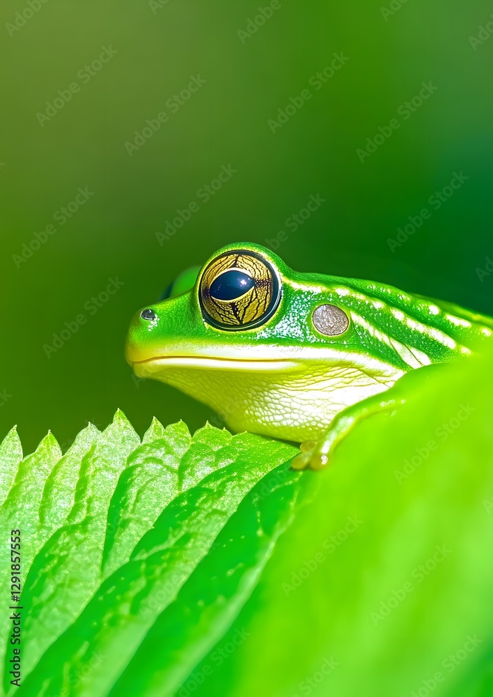 Vibrant Green Frog on a Leaf Vibrant Green Frog on a Leaf