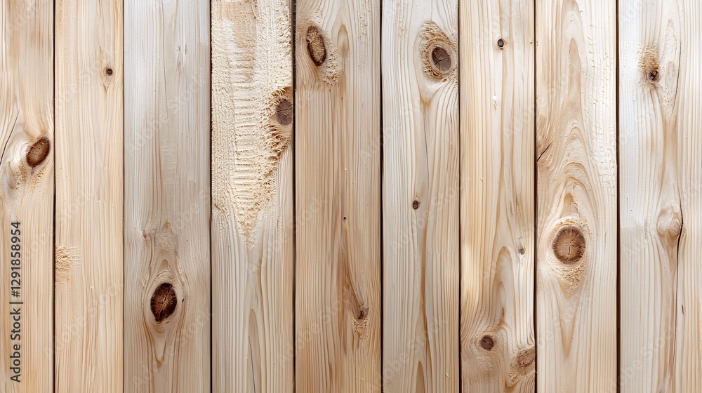 Fototapeta premium Light Wooden Plank Background with Natural Knots and Texture