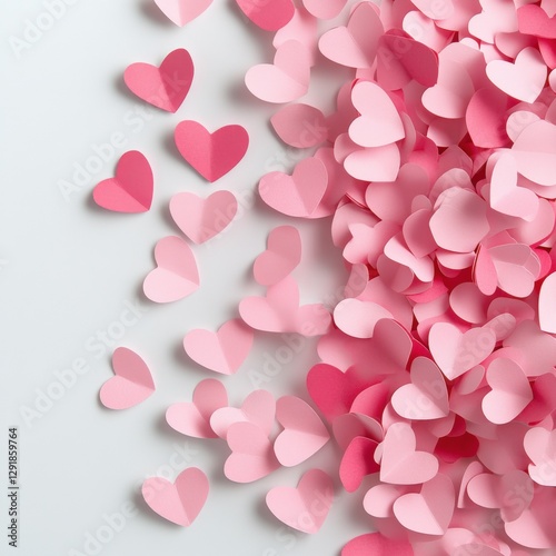 Pink Paper Hearts Background for Valentine's Day