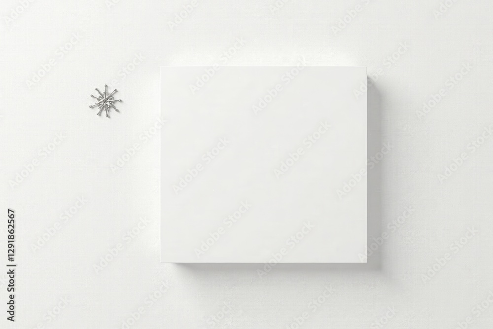 Blank Square Canvas Mockup with Small Decorative Element on a Light Background Blank Square Canvas Mockup with Small Decorative Element on a Light Background