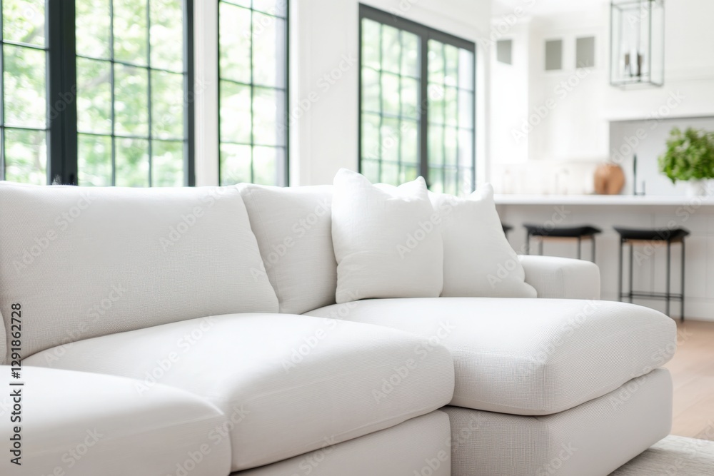 Fototapeta premium White sofa in a bright living room