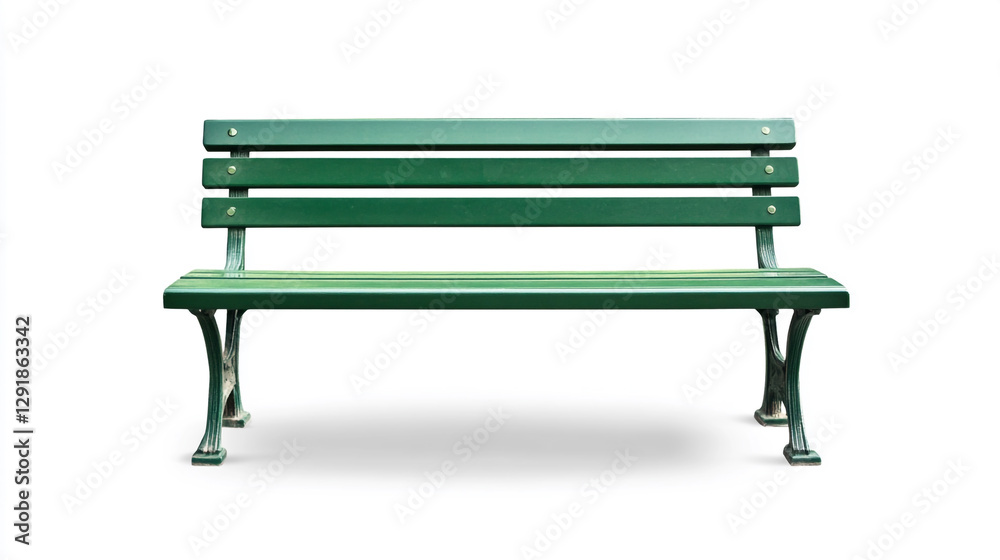Green bench isolated on a white background Green bench isolated on a white background