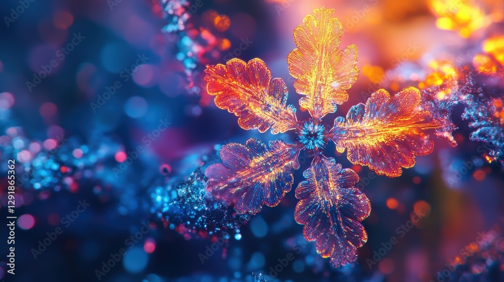 Fototapeta premium Snowflake structures under macro lenses