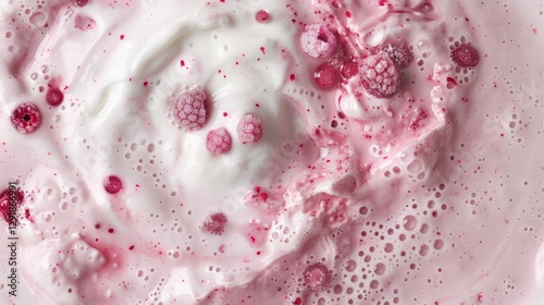 Fresh probiotic yogurt with a creamy swirl, natural taste, and health benefits. photo