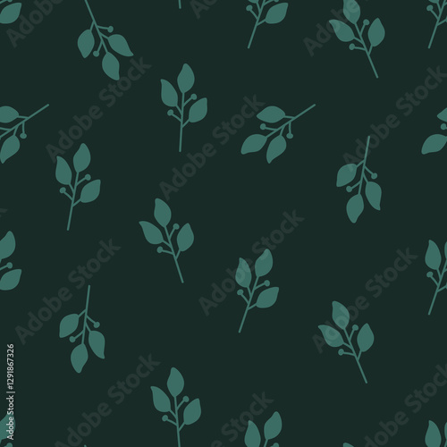 A seamless spring pattern with leaves and berries