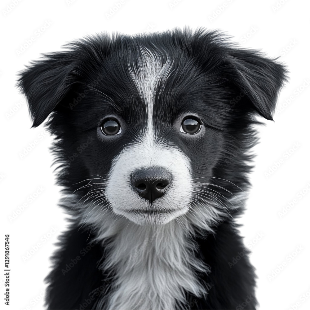 Fototapeta premium Adorable Border Collie Puppy Portrait Innocent Eyes Soft Fur
