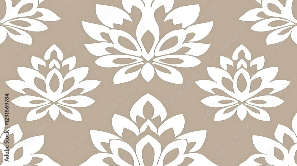 Floral pattern repeats on a brown background, useful for wallpaper or textile design Floral pattern repeats on a brown background, useful for wallpaper or textile design