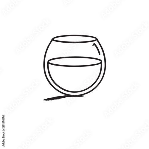 Glass vector illustration in black with white background as icon or logo