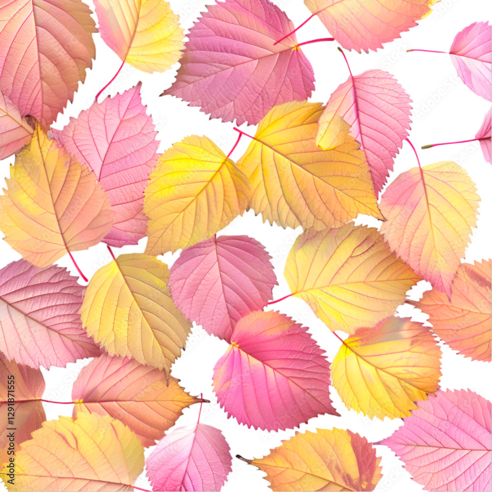 Obraz premium Pink and Yellow Autumn Leaves Nature Background