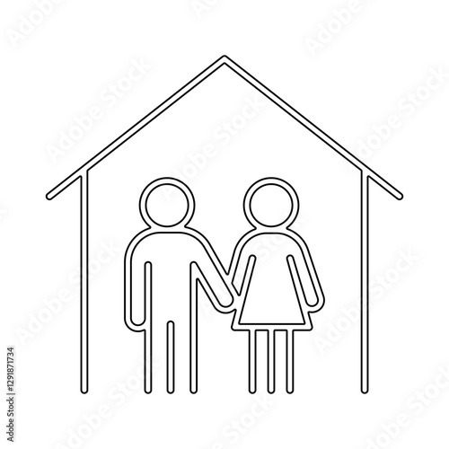 Stay home icon in line style