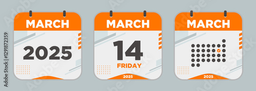 Calendar icon. March. 2025 14day. The concept of waiting for an important date. Day calendar with date march 14. Cheklist day calendar. Vector illustration.