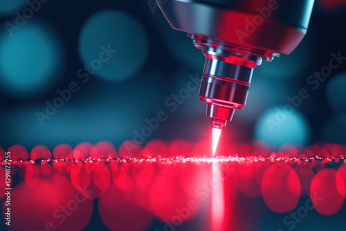 Close-up of a laser cutting machine in action