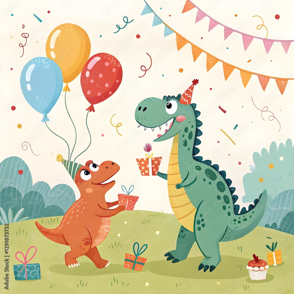 Fototapeta premium happy birthday card with funny animals