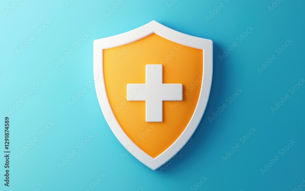 Fototapeta premium A bold and sleek concept of a medical shield icon, symbolizing protection and immunity