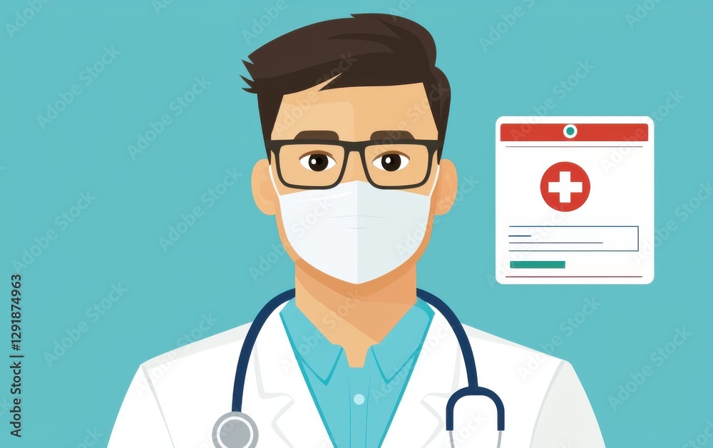 A clean and professional flat design of a medical ID card, healthcare and identification concept A clean and professional flat design of a medical ID card, healthcare and identification concept