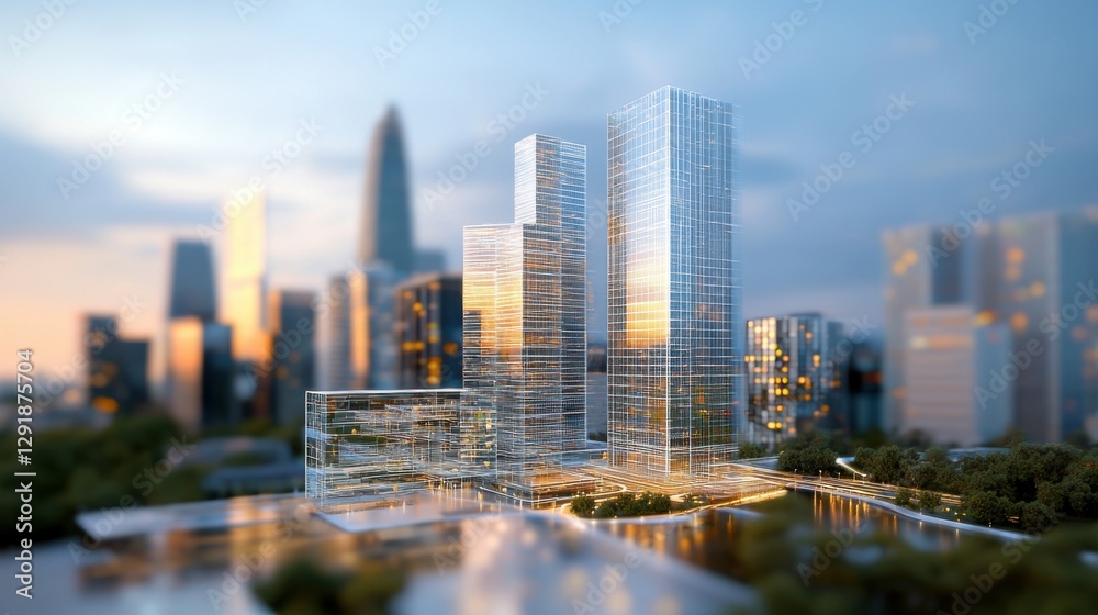 Obraz premium A cybernetic metropolis illuminated by AI driven holograms, smart city automation and digital infrastructure optimization