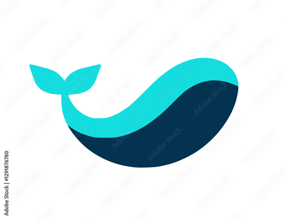 Fototapeta premium Minimalist vector illustration of a whale for graphic design, branding, and digital resources